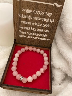 Doğal Taş Pembe Kuvars Bileklik 