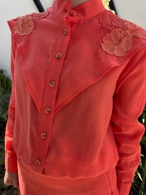 Tığ Triko İkili Nar Çiçeği Takım