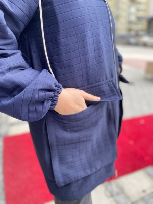 Kapıtone Lacivert Fermuarlı Ceket